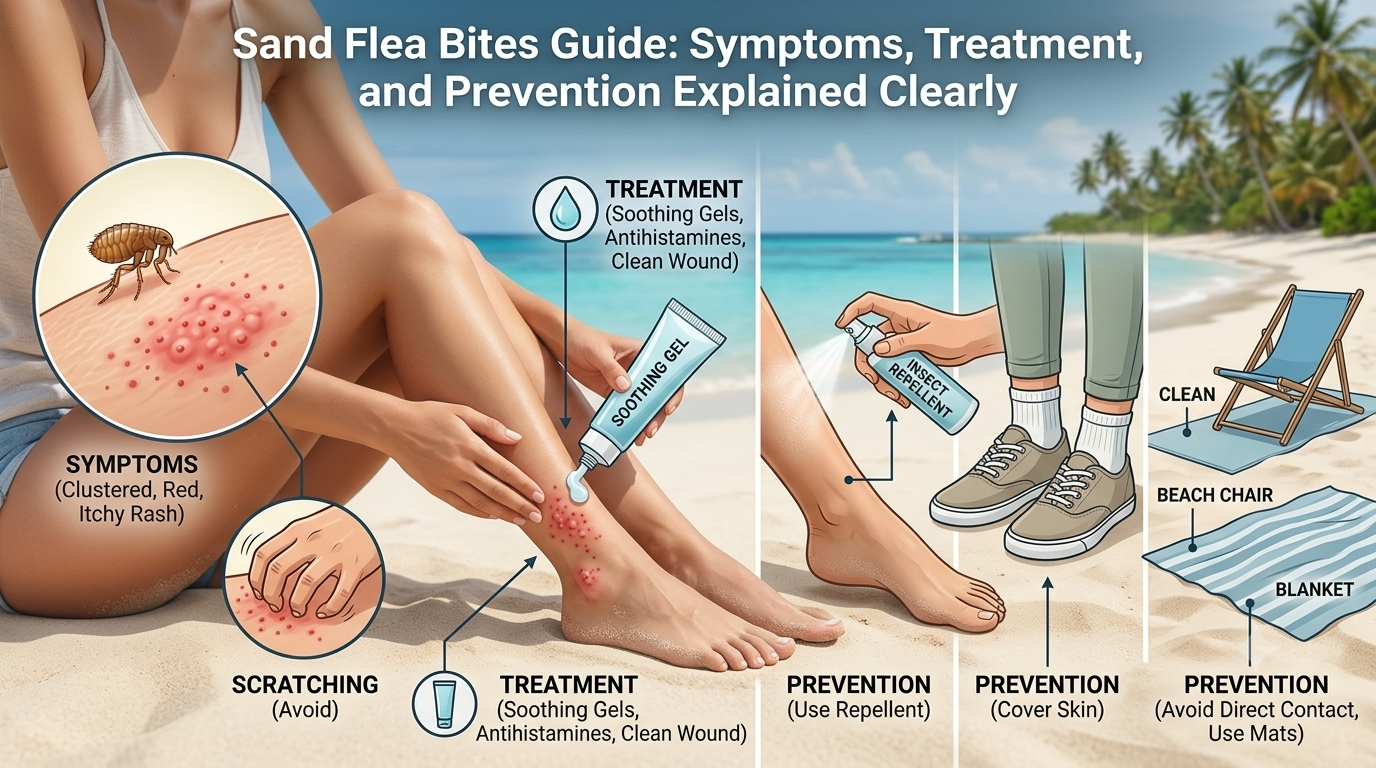 Sand Flea Bites Guide: Symptoms, Treatment, and Prevention Explained Clearly