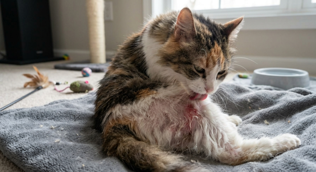 Why Does My Cat Lick Me? Domestic cat gently licking its owner while displaying affectionate and social behavior.
